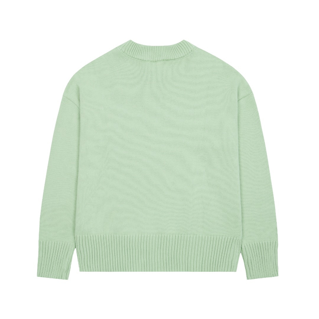 Pull Ami Paris Vert Cœur Blanc