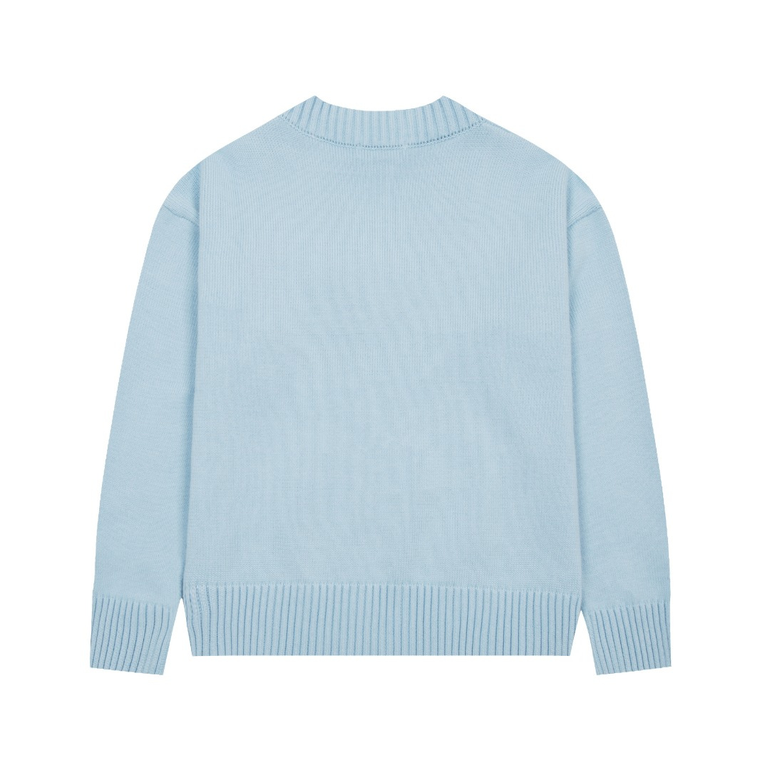 Pull Ami Paris Bleu Cœur Blanc
