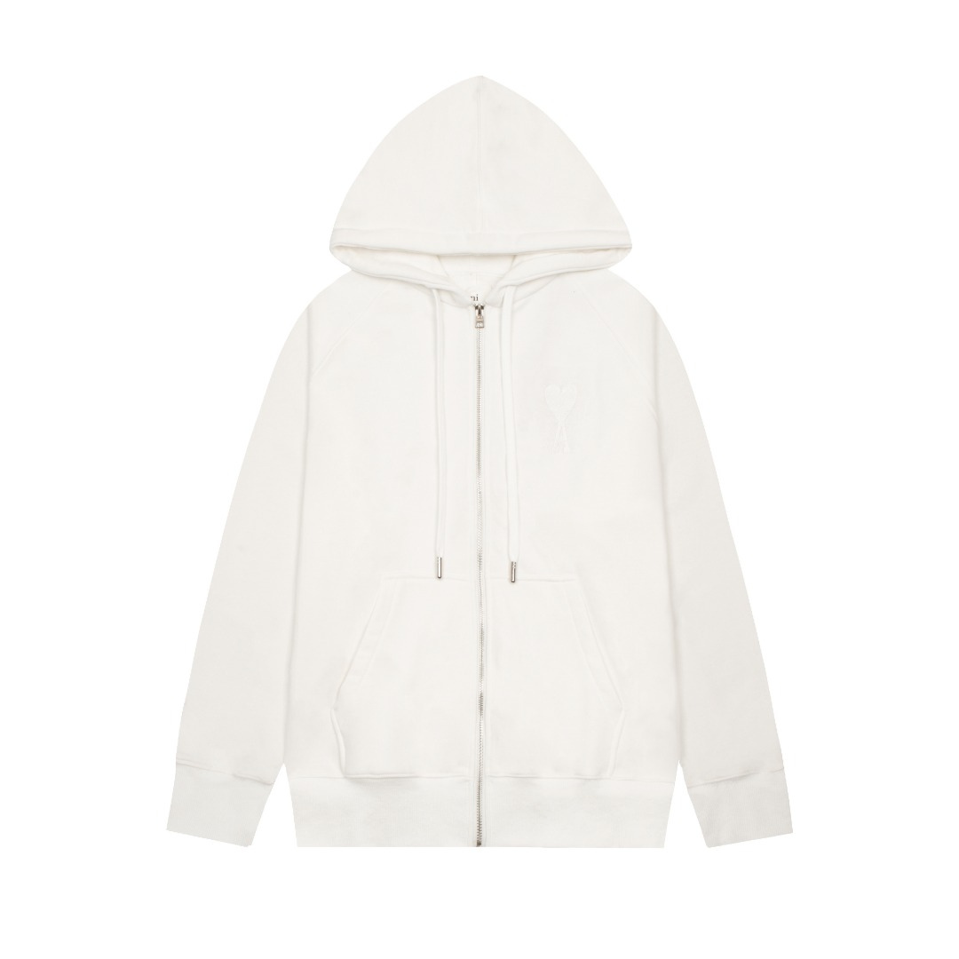Ami Paris Weiße Jacke mit weißem Herz