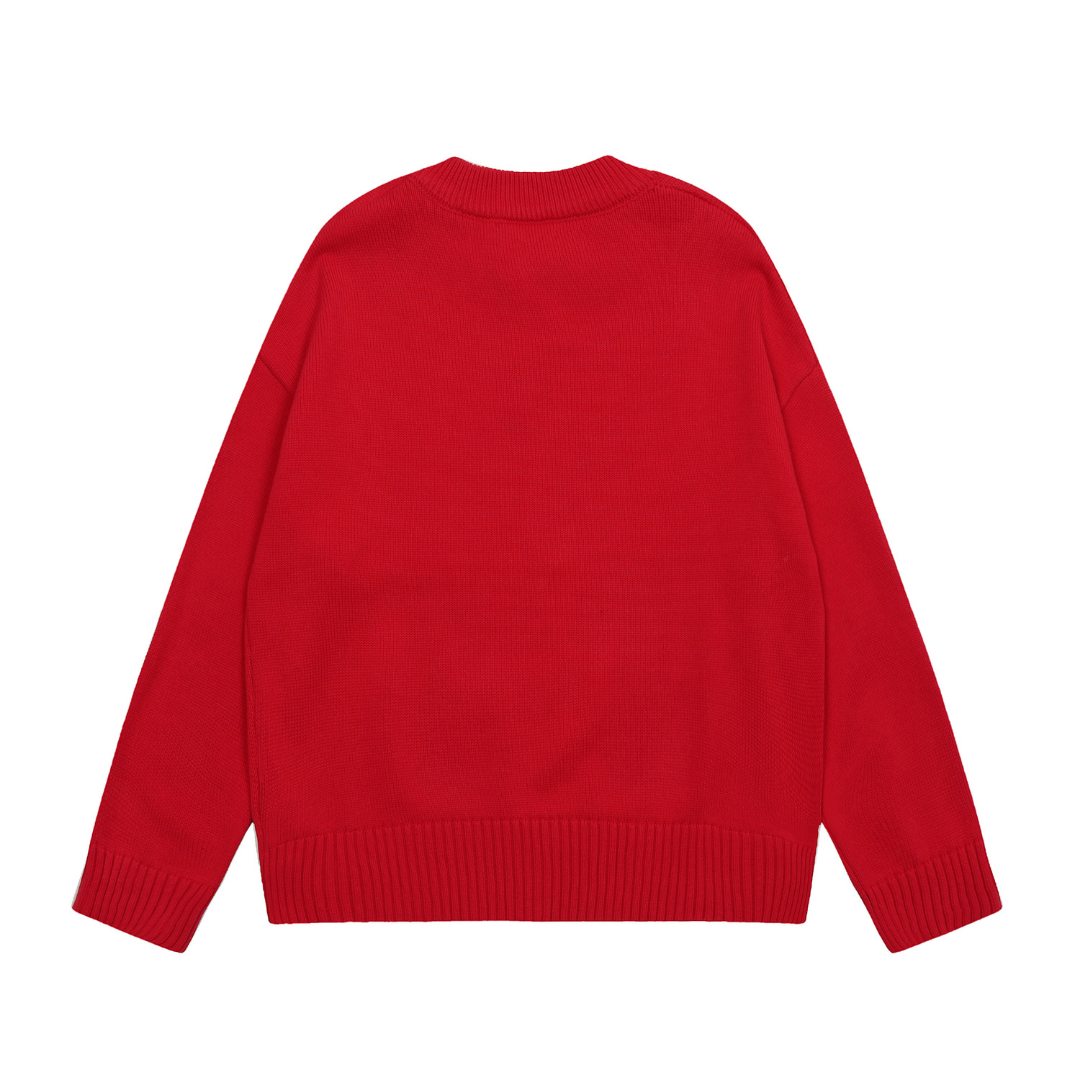 Pull Ami Paris Rouge Coeur Blanc