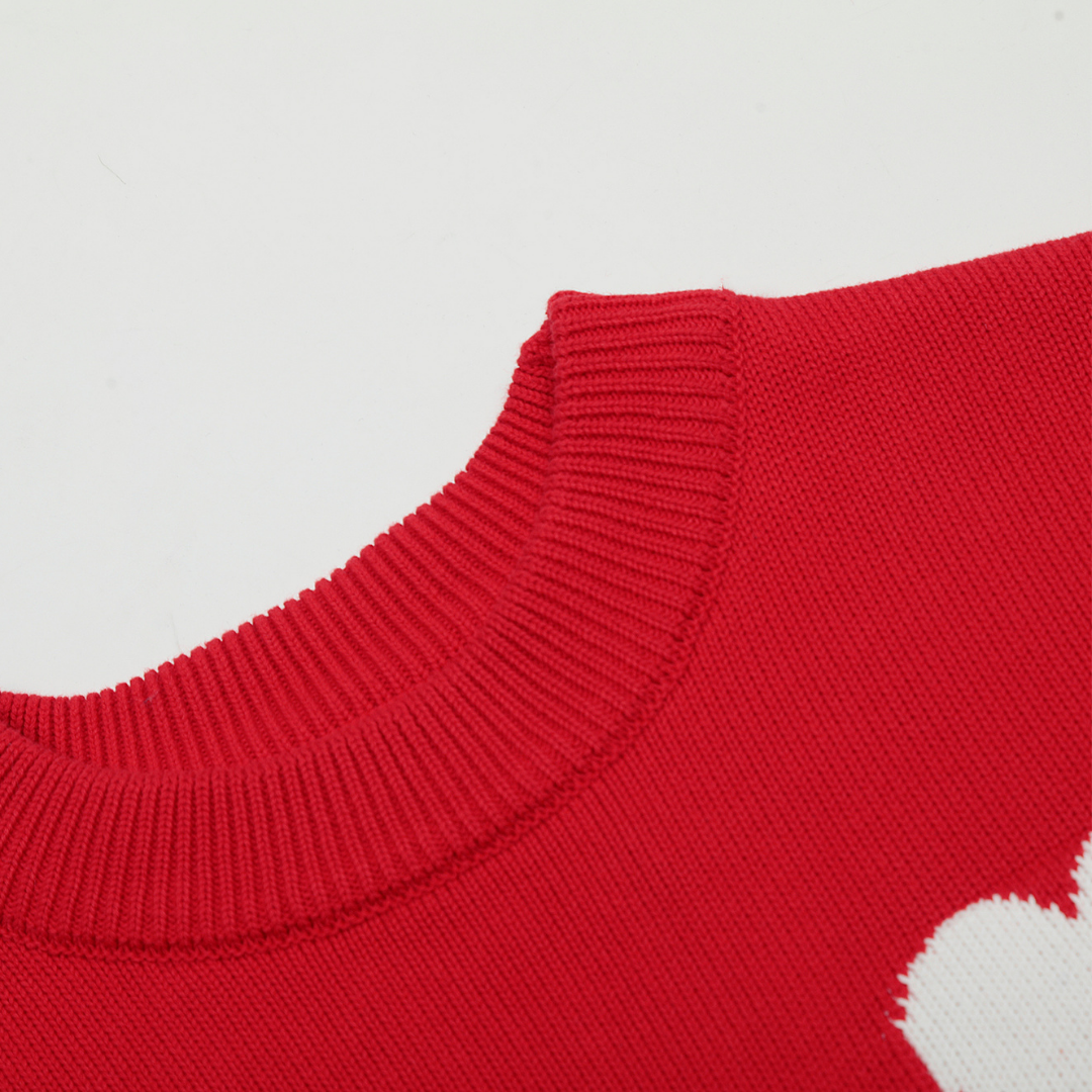 Pull Ami Paris Rouge Coeur Blanc