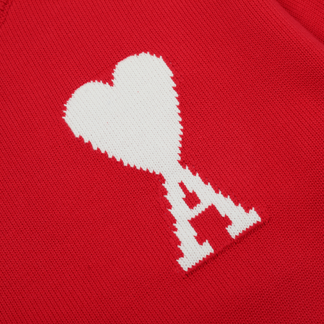 Pull Ami Paris Rouge Coeur Blanc