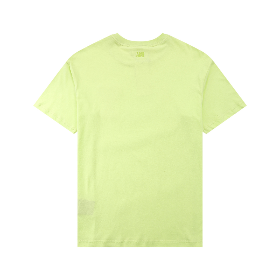 Gelbes T-Shirt mit weißem Herz von Ami Paris