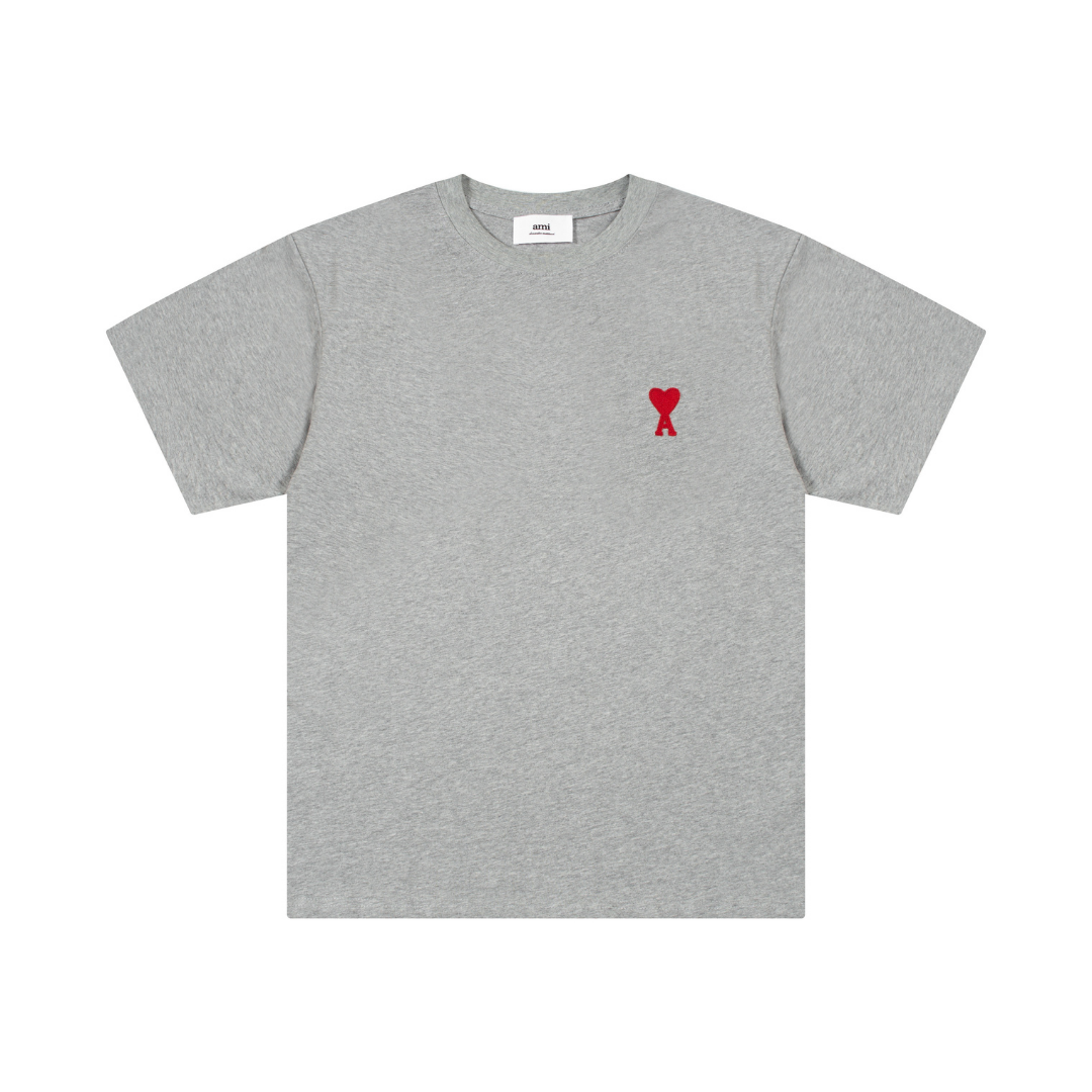 T-shirt Ami Paris Gris Cœur Rouge