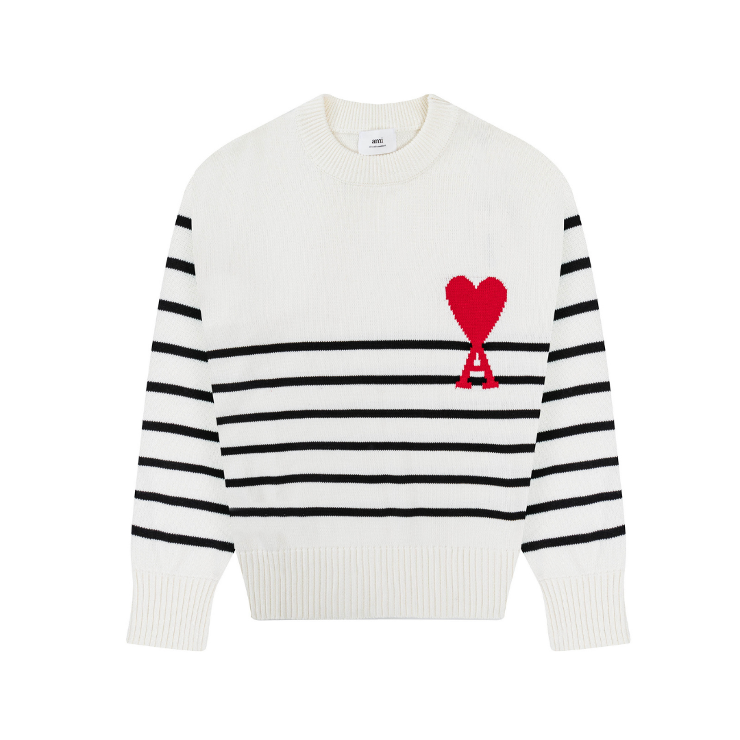 Pull Ami Paris Marin Blanc