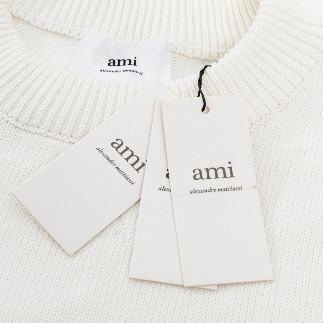 Pull Ami Paris Marin Blanc