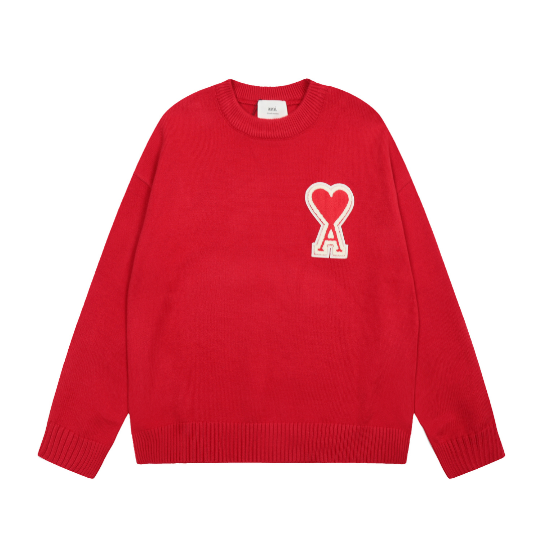 Ami Paris Roter Pullover mit Herz