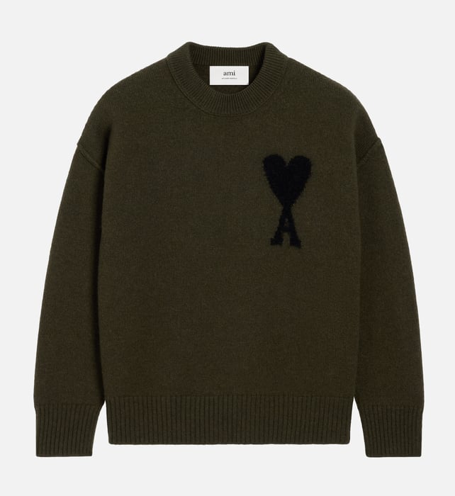 Ami Khaki Schwarzer Pullover mit Herz
