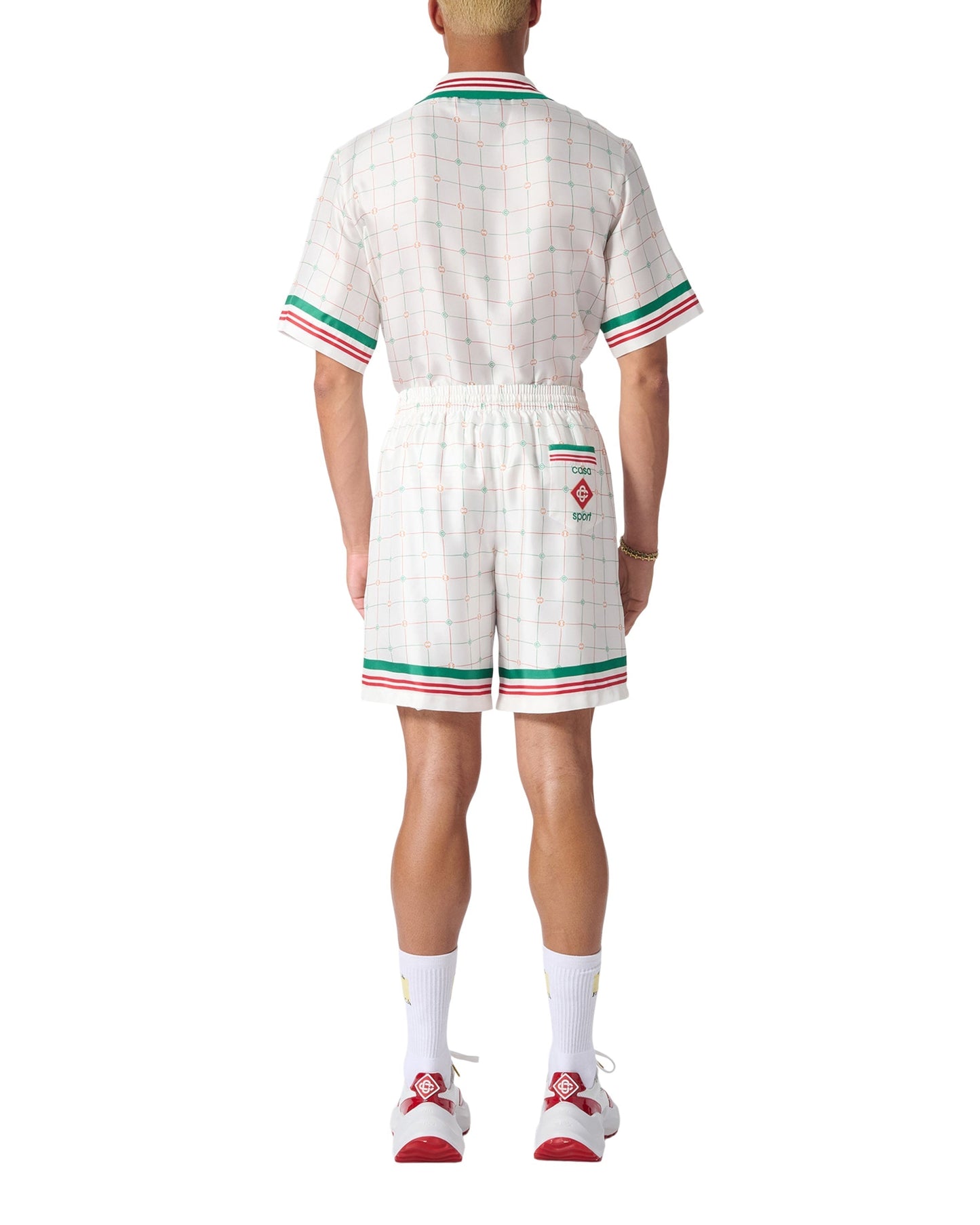 Tennis Club – Karierte Seidenshorts