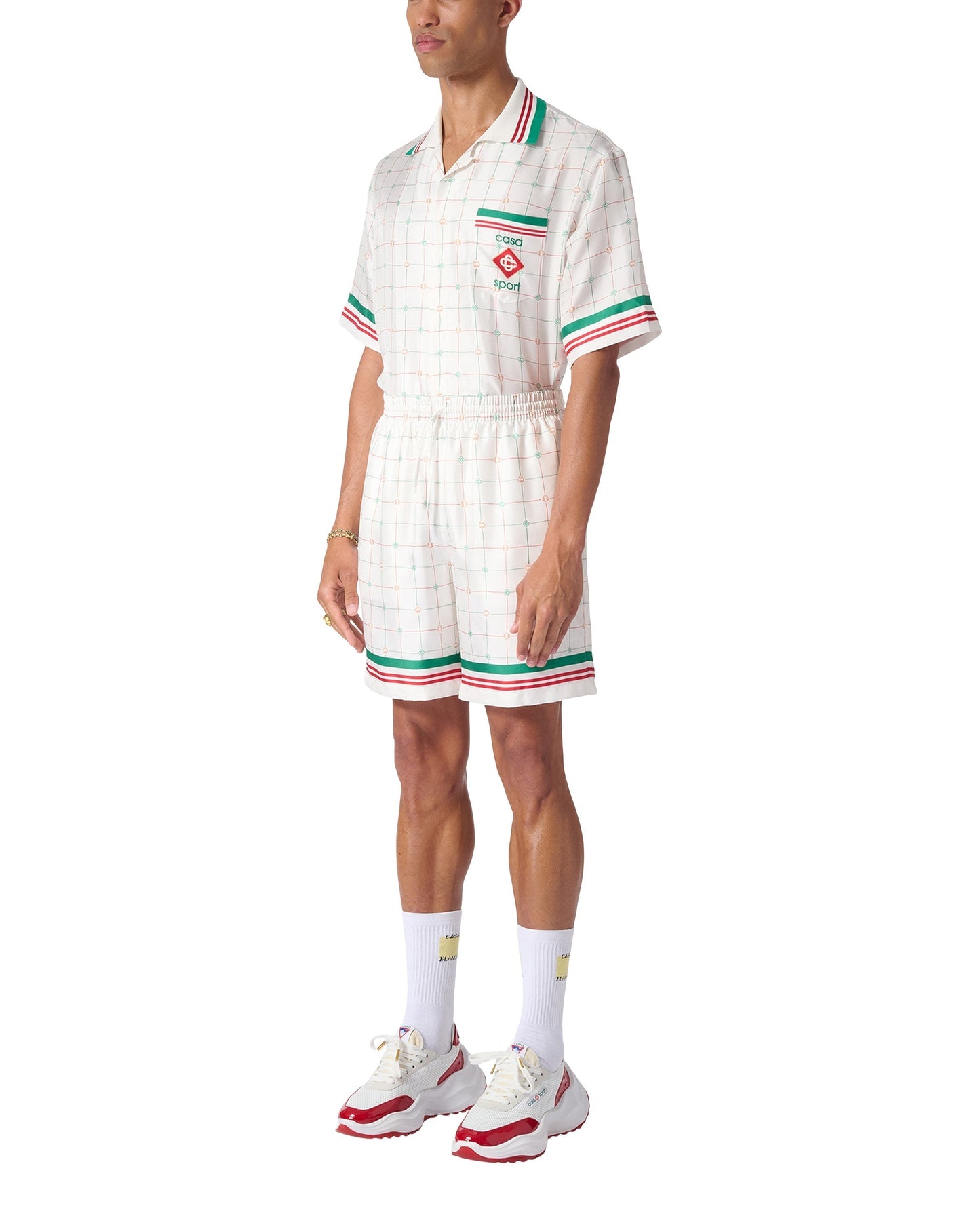 Tennis Club – Karierte Seidenshorts