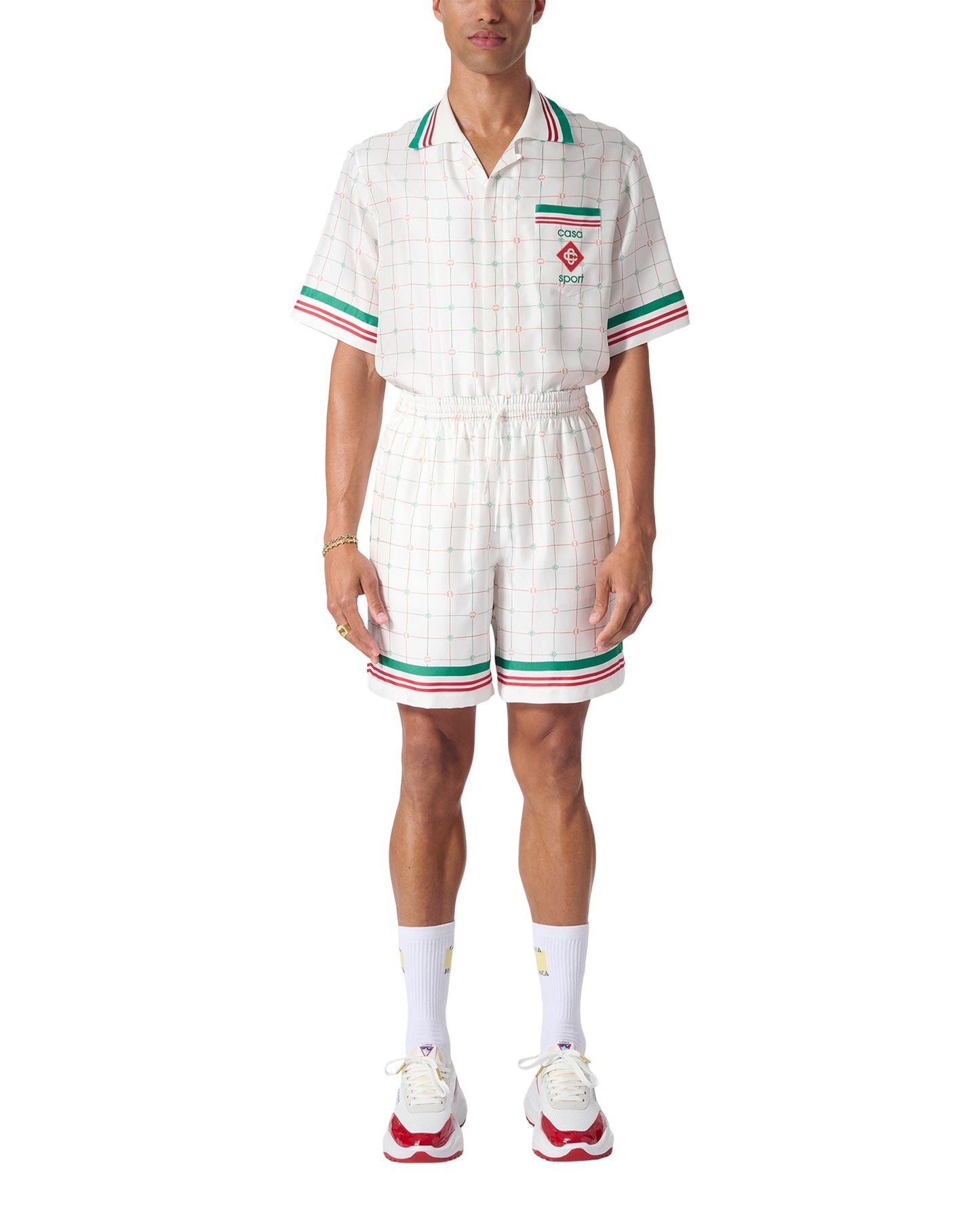 Tennis Club – Karierte Seidenshorts