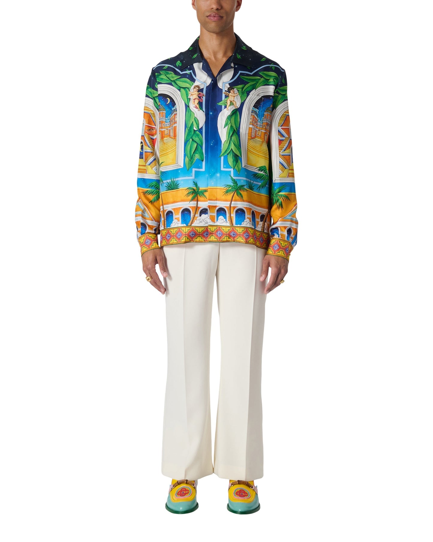 Maison D'Ete Cuban Collar Silk Shirt