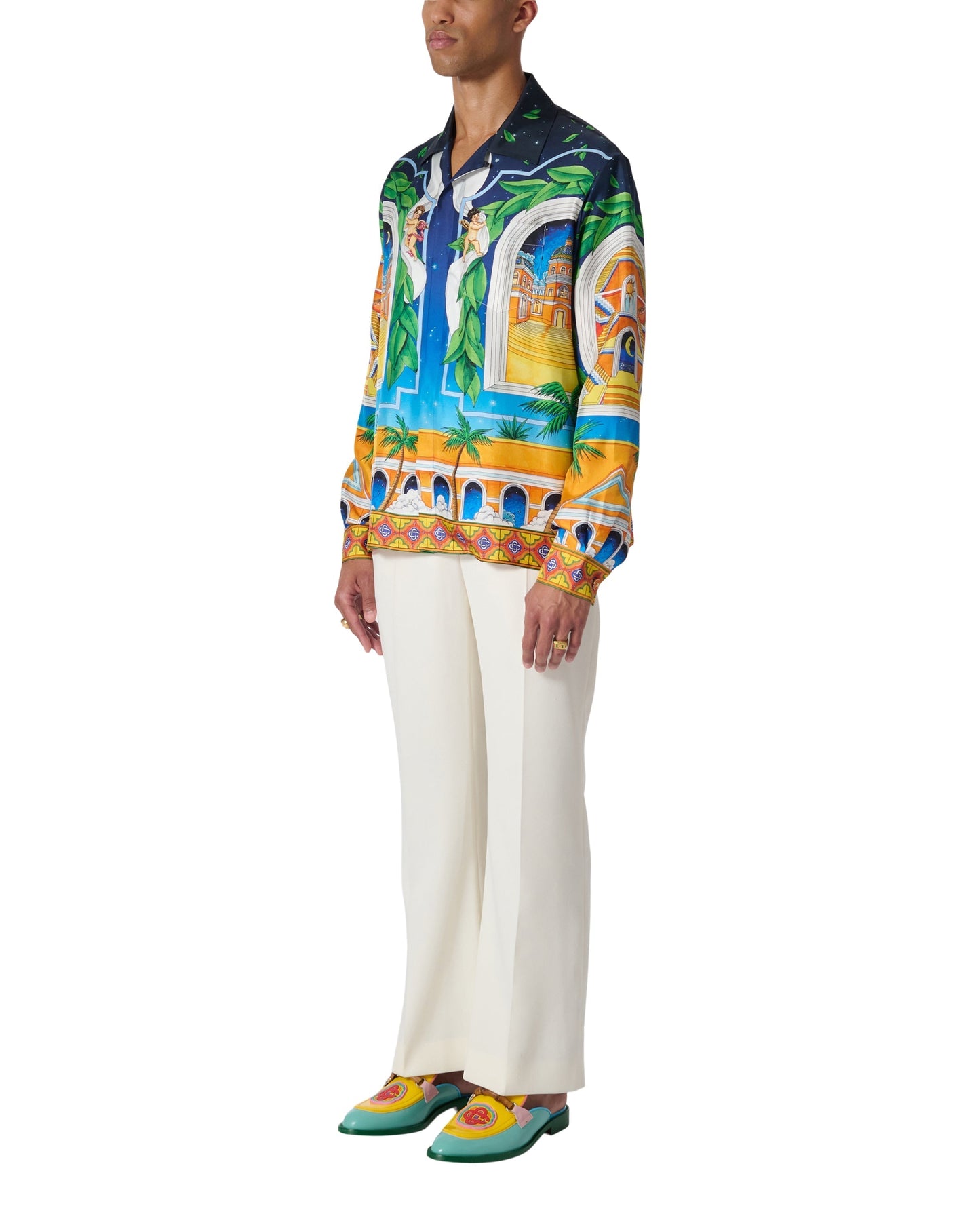 Maison D'Ete Cuban Collar Silk Shirt