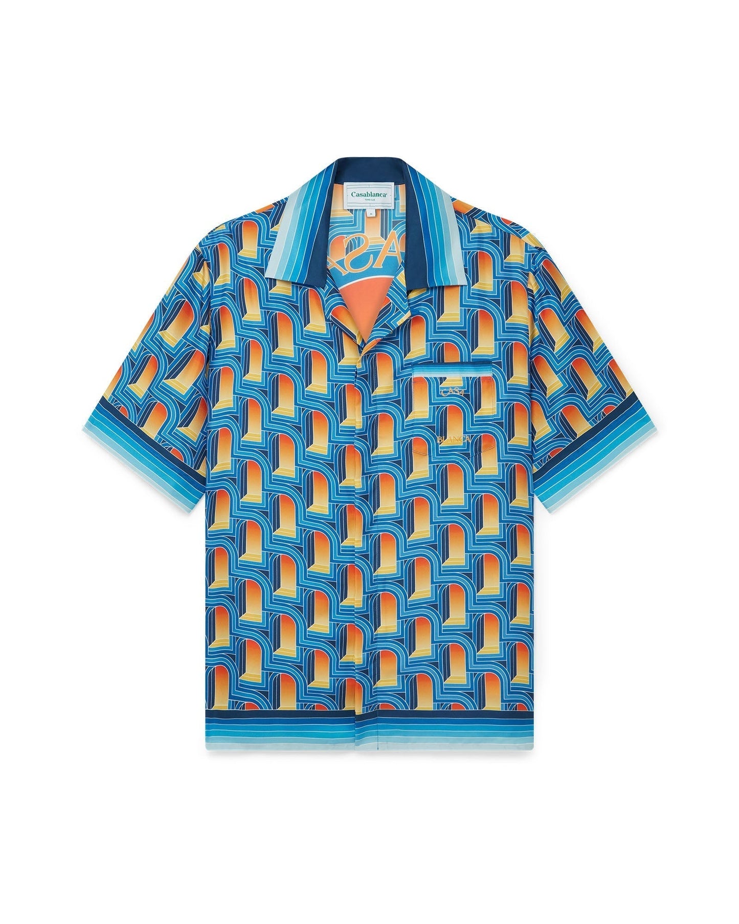 L'Arche De Nuit Cuban Collar Silk Shirt
