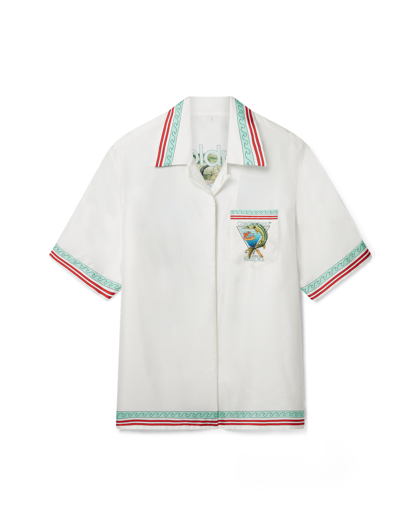 Casablanca Caviar Kaspia Cuban Collar Silk Shirt