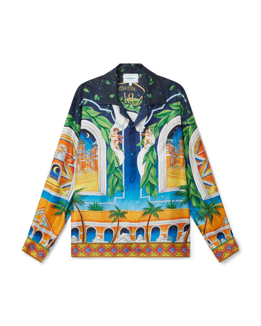 Maison D'Ete Cuban Collar Silk Shirt