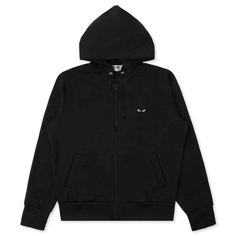 Schwarze Kapuzenjacke von CDG (Herz auf der Rückseite)