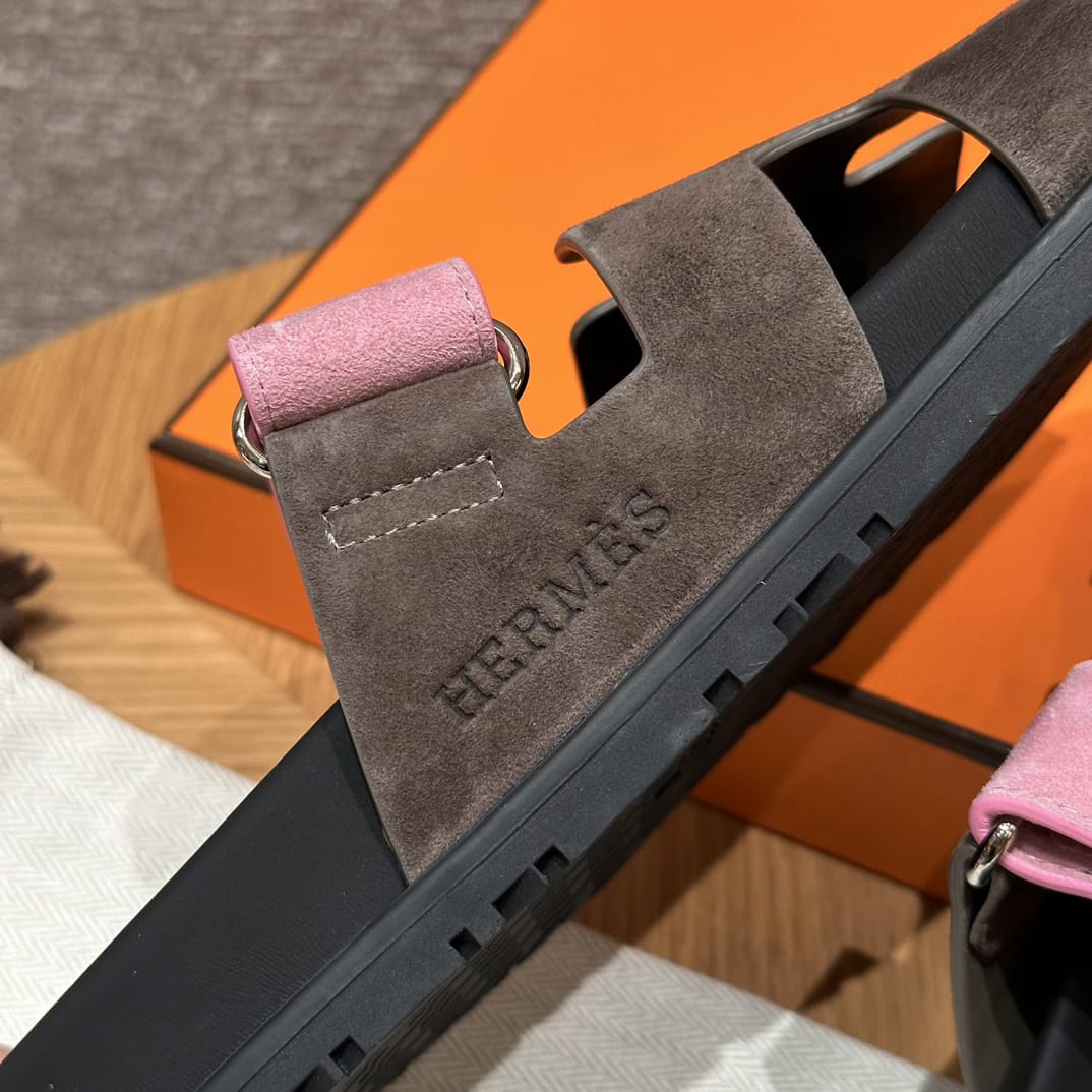 Hermès Braune & Rosa Zypern Sandalen
