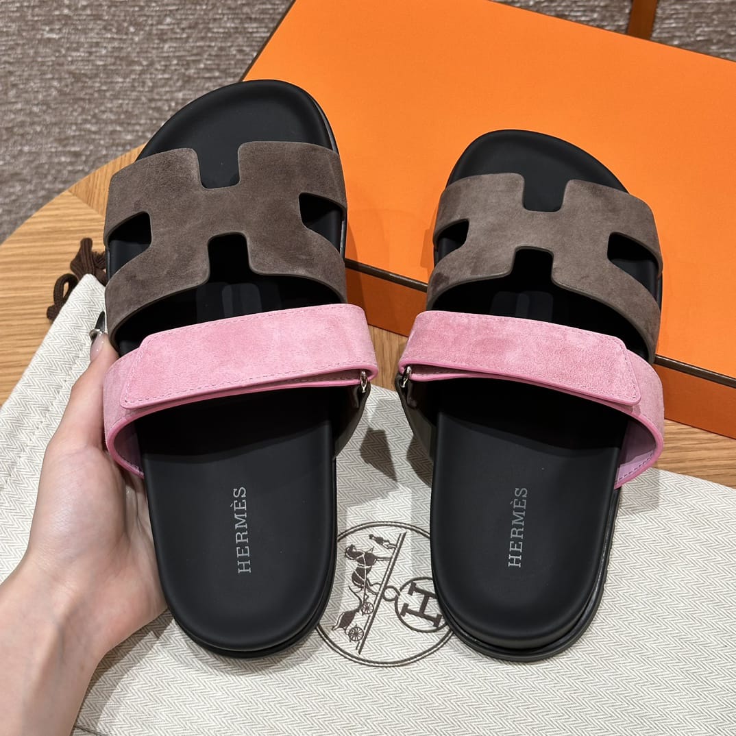 Hermès Braune & Rosa Zypern Sandalen