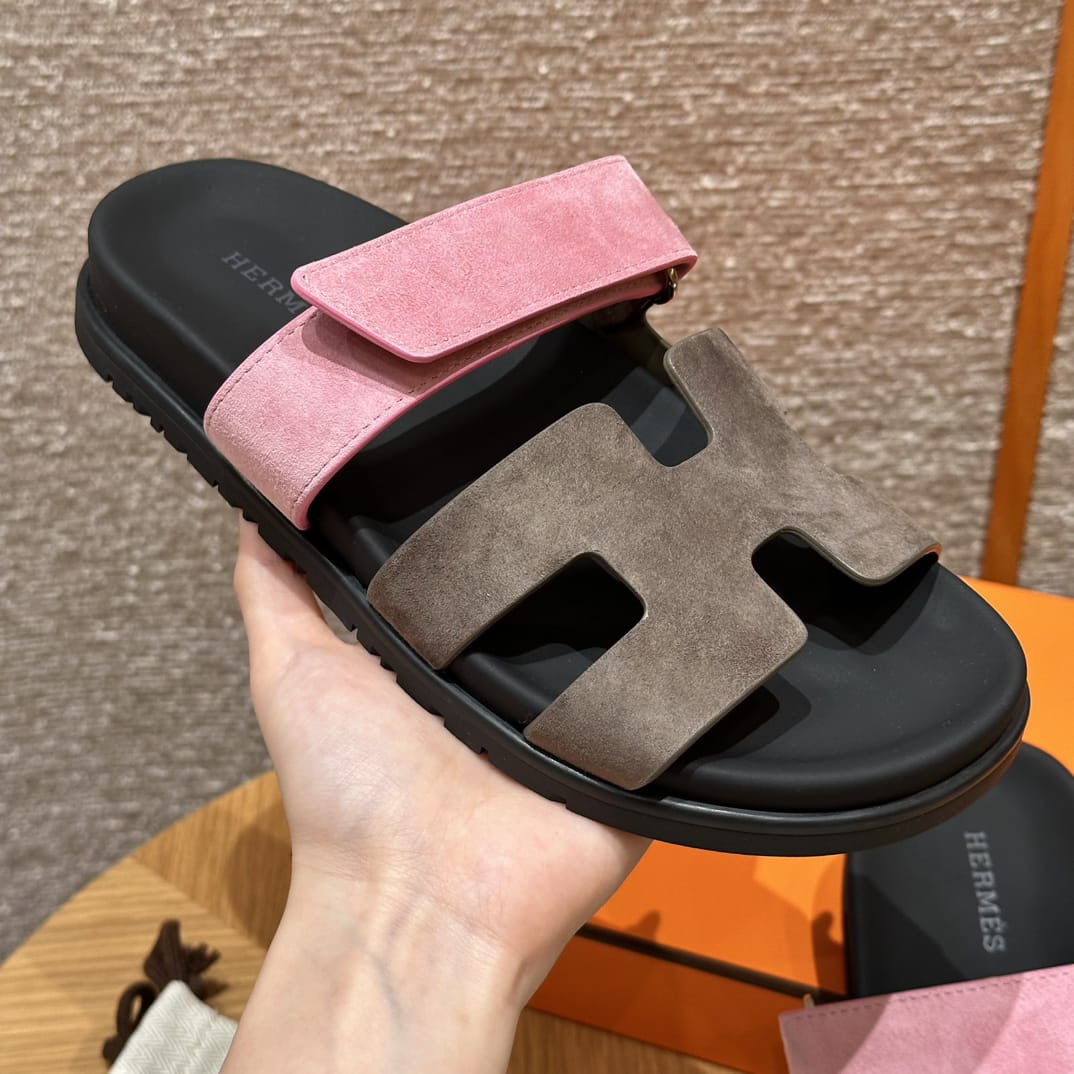 Hermès Braune & Rosa Zypern Sandalen