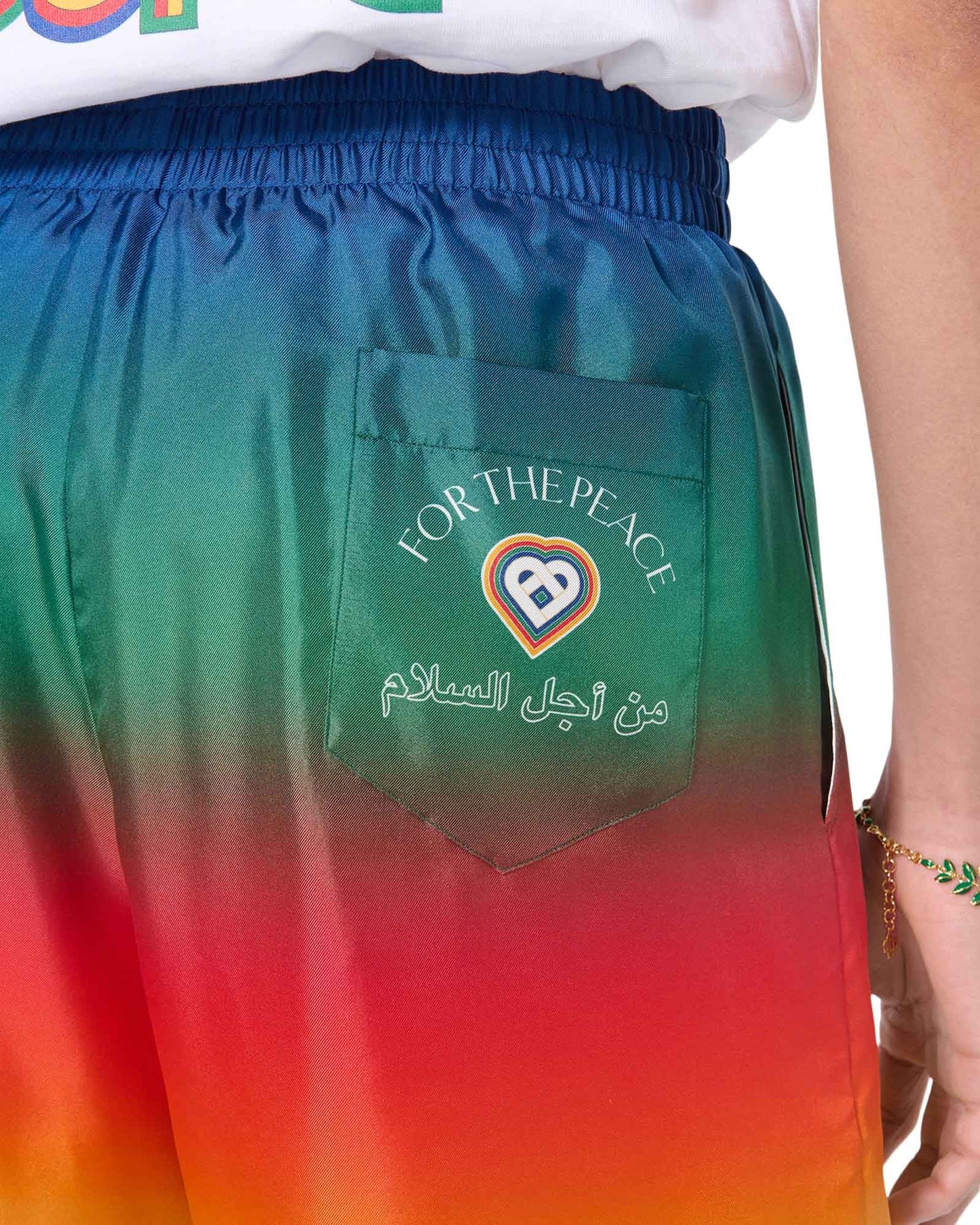 Peace Gradient Silk Shorts