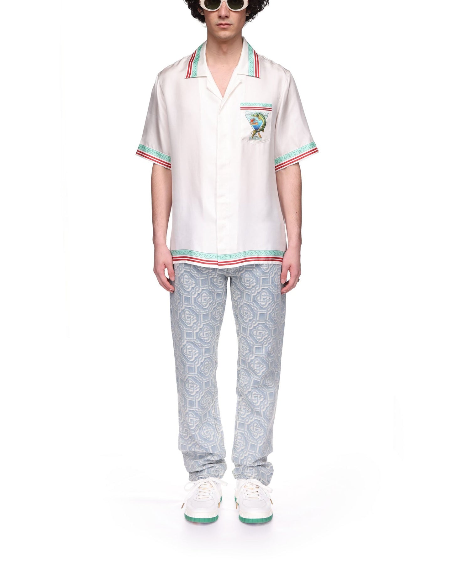 Casablanca Caviar Kaspia Cuban Collar Silk Shirt