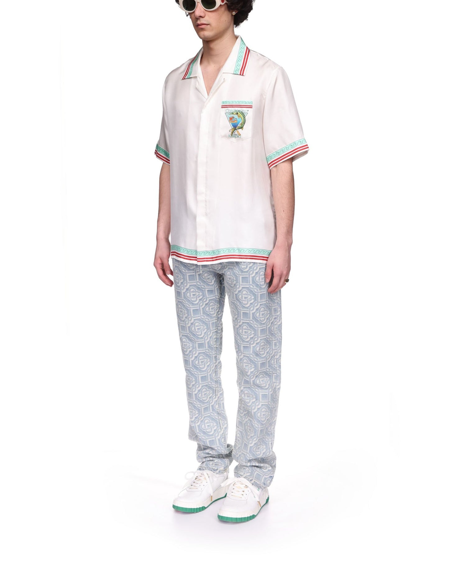 Casablanca Caviar Kaspia Cuban Collar Silk Shirt