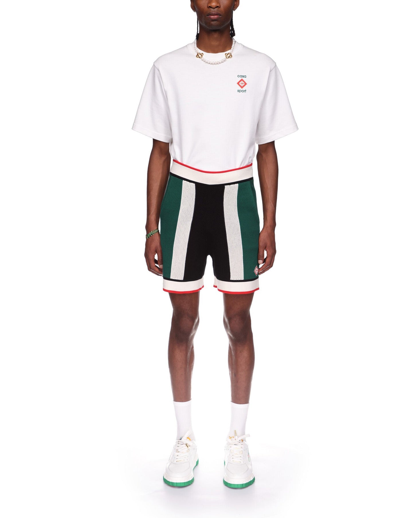 Gestreifte Mesh-Shorts