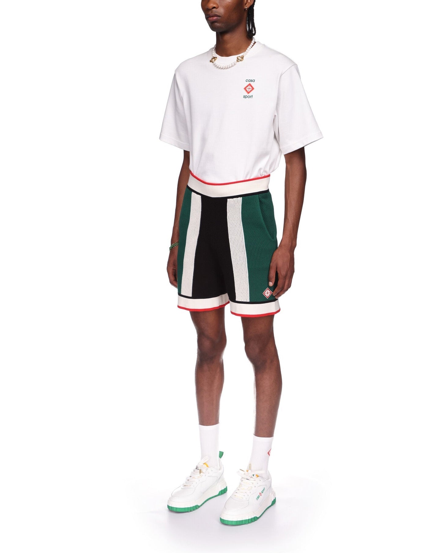 Gestreifte Mesh-Shorts