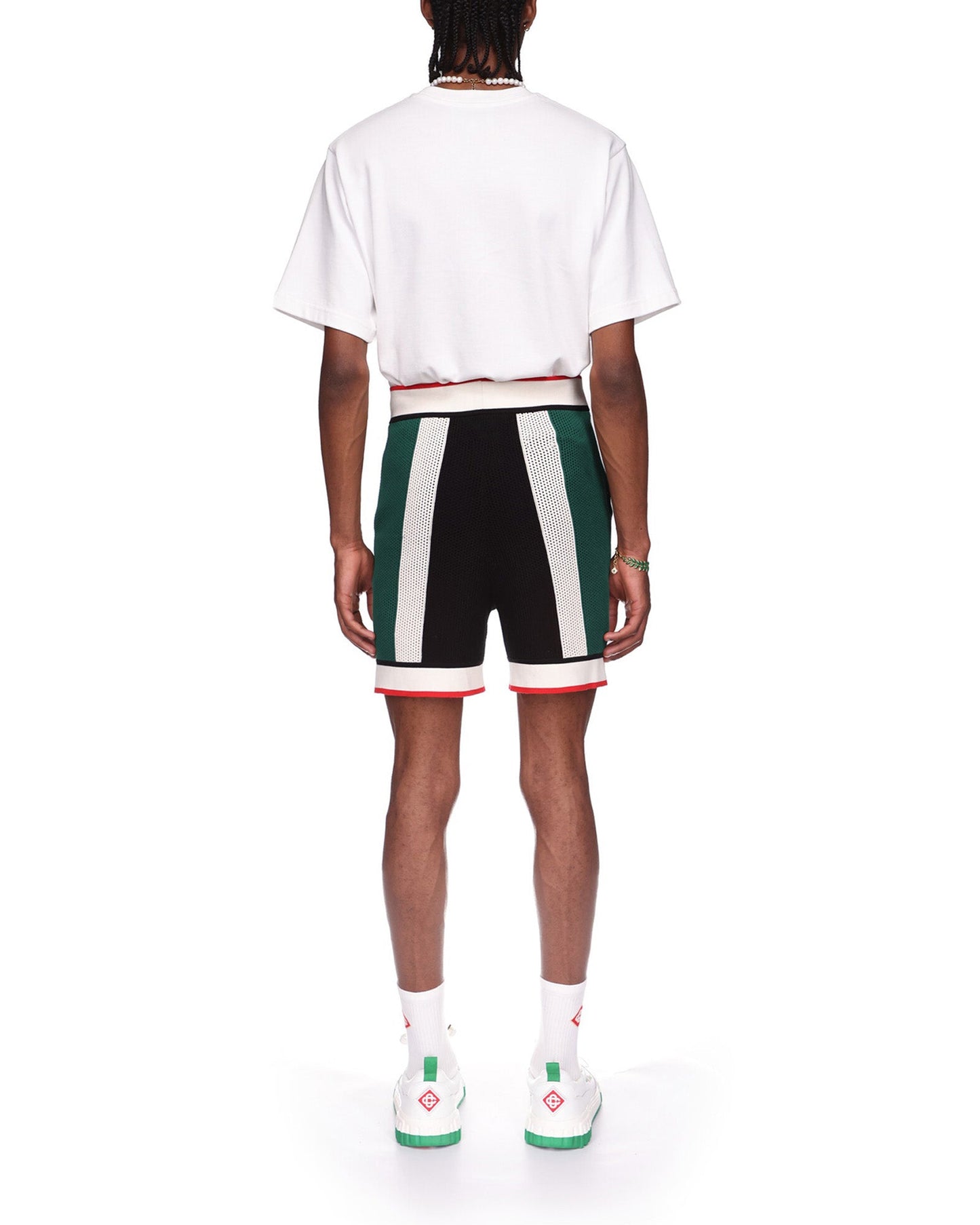 Gestreifte Mesh-Shorts