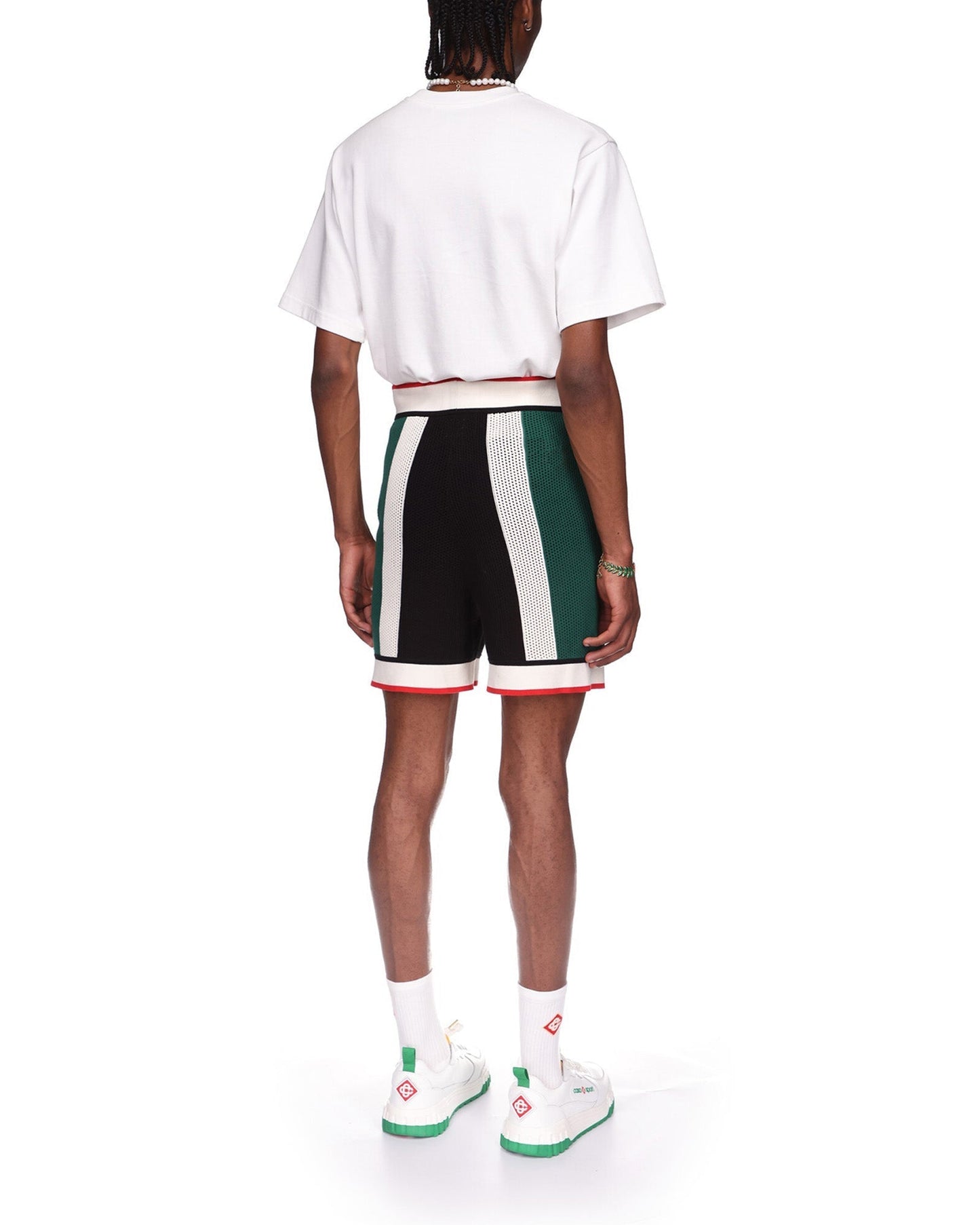 Gestreifte Mesh-Shorts