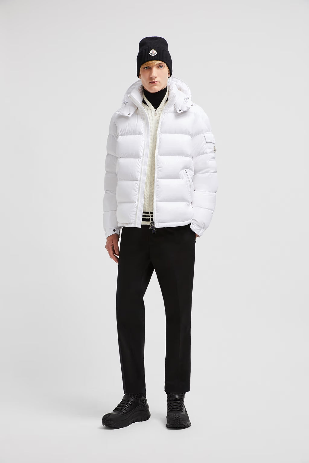 Doudoune courte à capuche Moncler Maya Blanc