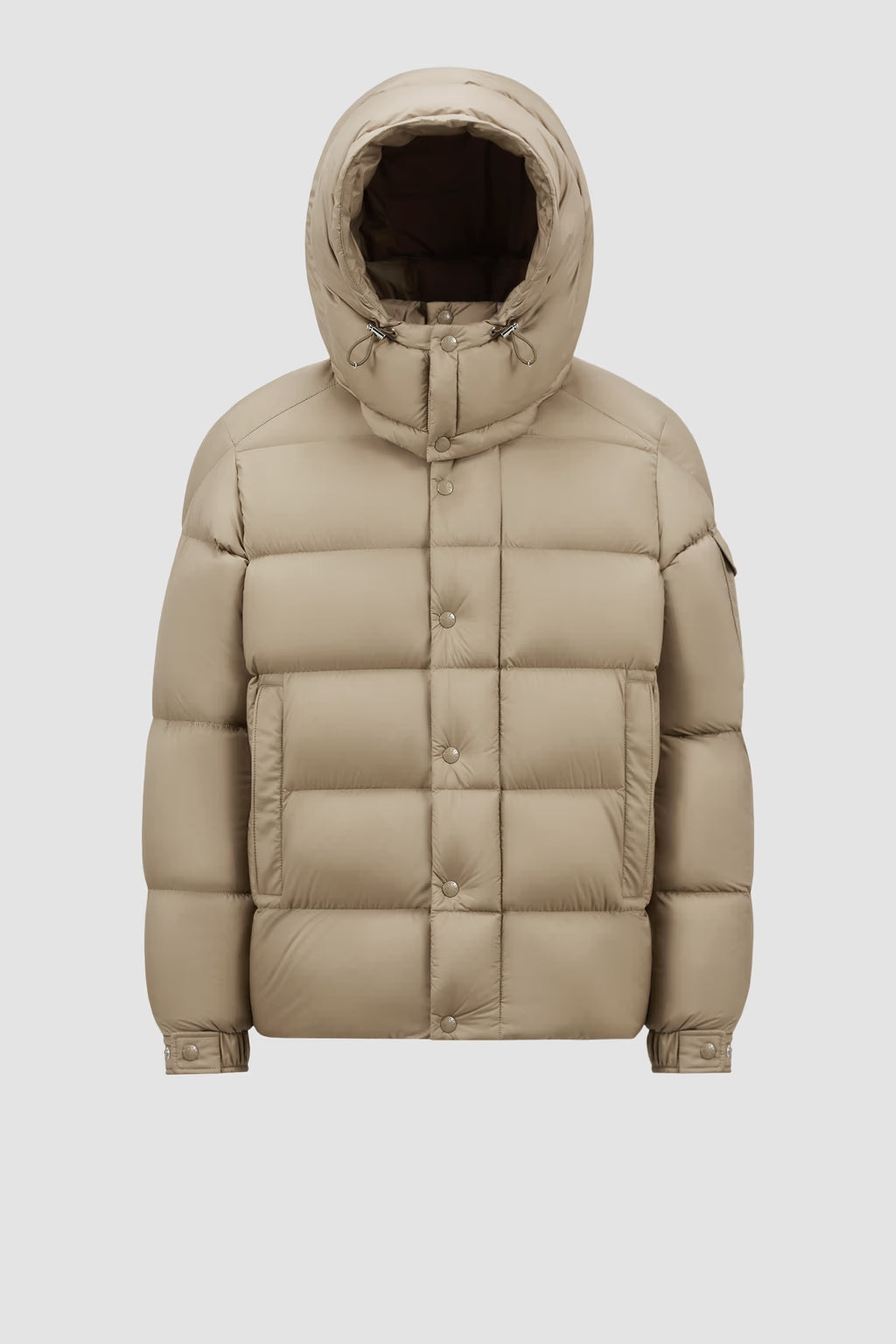 Moncler Vezere Kurze Daunenjacke mit Kapuze Hellbraun