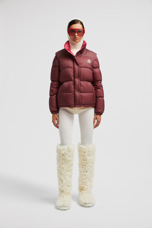 Moncler Verone Bordeaux Wendbare kurze Daunenjacke