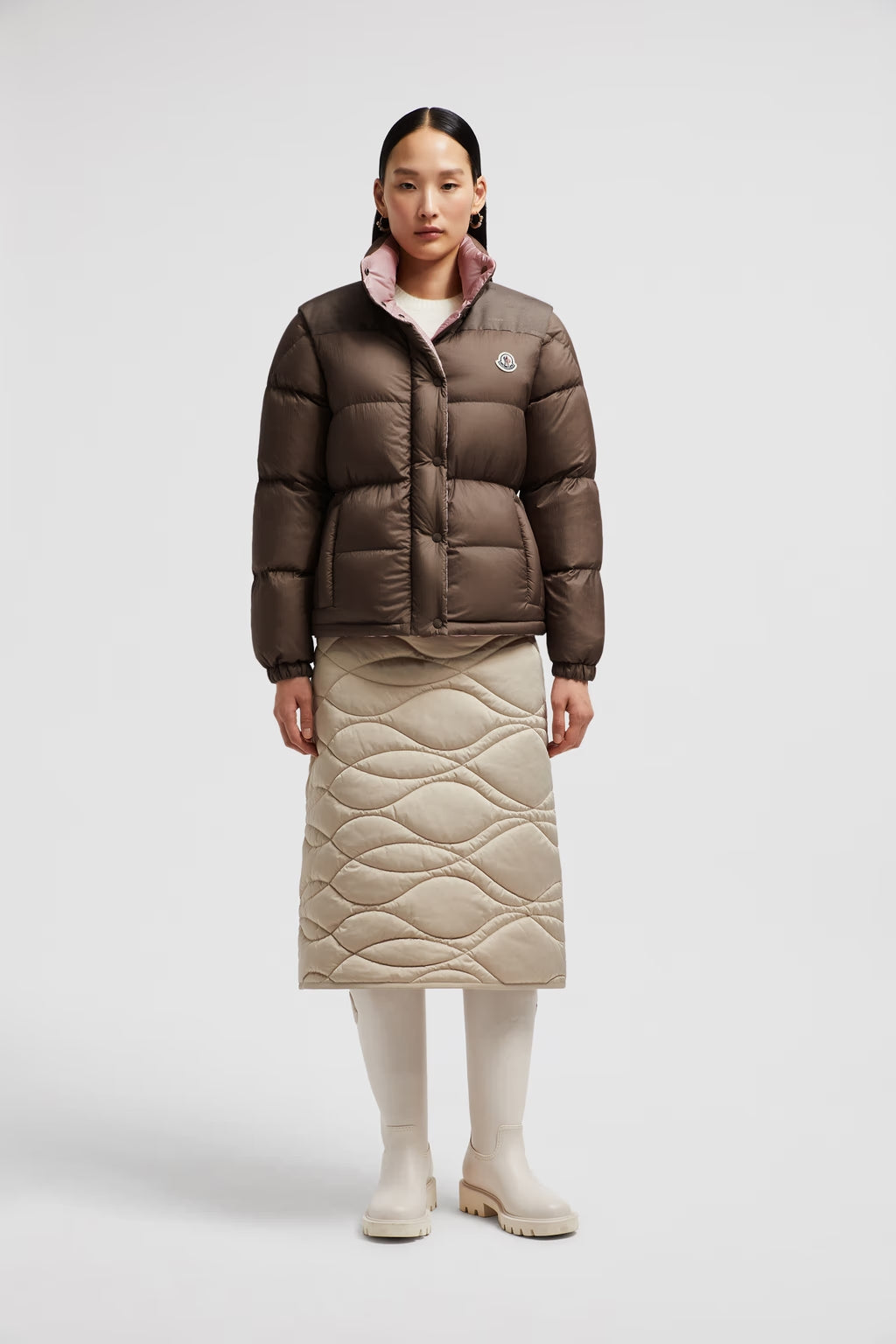 Moncler Verone Maron Wendbare kurze Daunenjacke