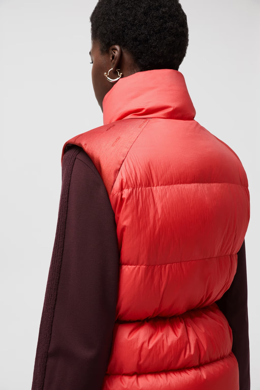 Moncler Verone Reversible Kurze Daunenjacke Korallenrot