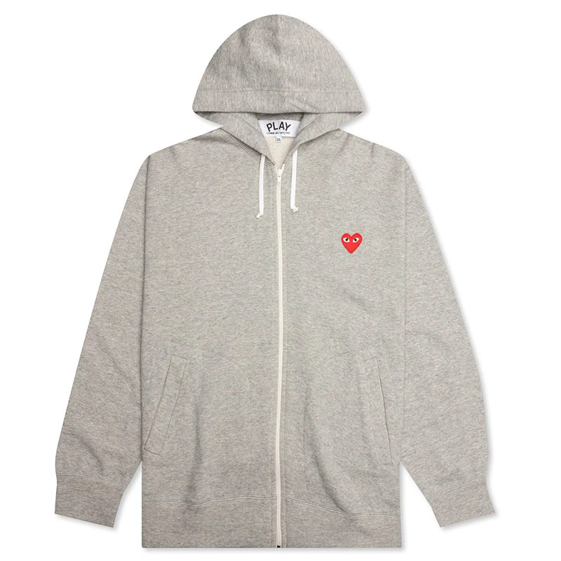 Graue Kapuzenjacke von CDG PLAY (Herzen auf dem Rücken)