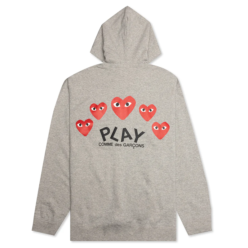 Graue Kapuzenjacke von CDG PLAY (Herzen auf dem Rücken)