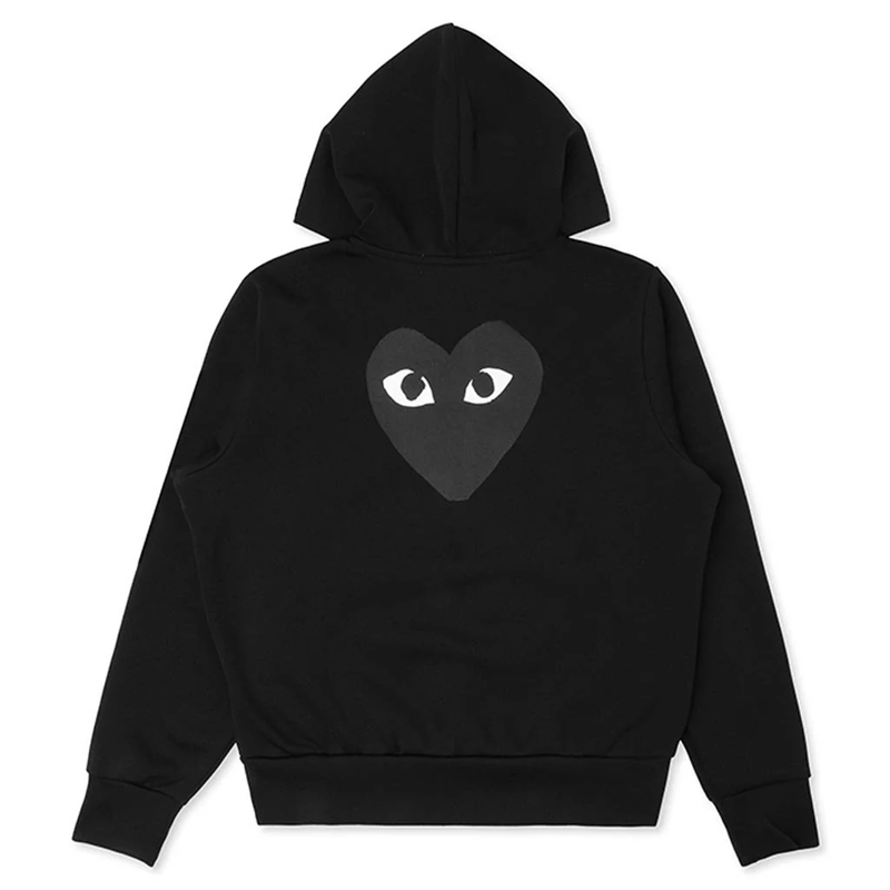 Schwarze Kapuzenjacke von CDG (Herz auf der Rückseite)