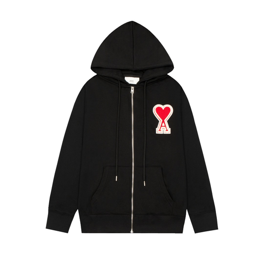Ami Paris Schwarze Jacke mit rotem Herz