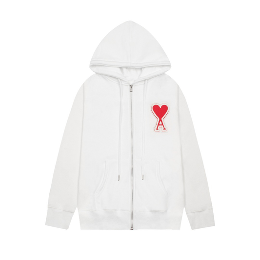 Ami Paris Weiße Jacke mit rotem Herz