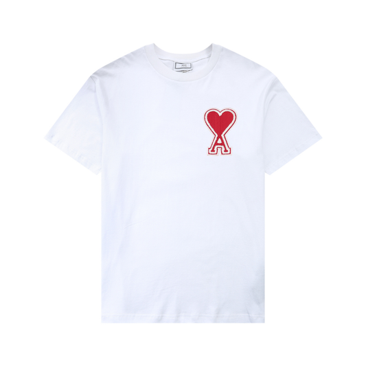 Weißes Ami Paris T-Shirt mit rotem Herz