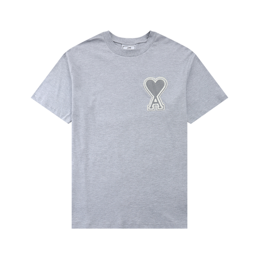 Ami Paris – T-Shirt mit Herzmuster in Grau