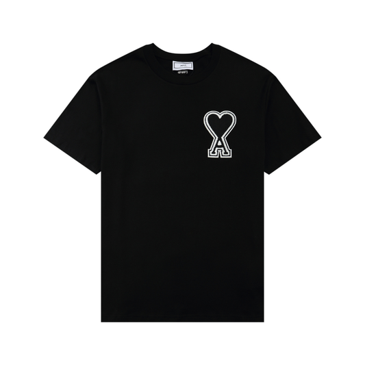 Schwarzes Paris Friend T-Shirt mit schwarzem Herz