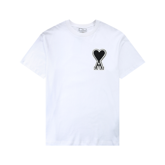 Weißes T-Shirt mit schwarzem Herz von Ami Paris