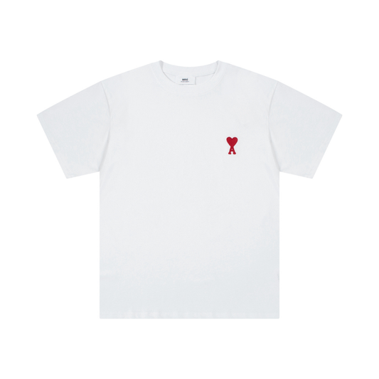 T-Shirt Ami Paris Weiß Herz Rot Klein
