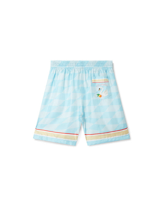 Damiers Et Cygne Bleu Silk Shorts
