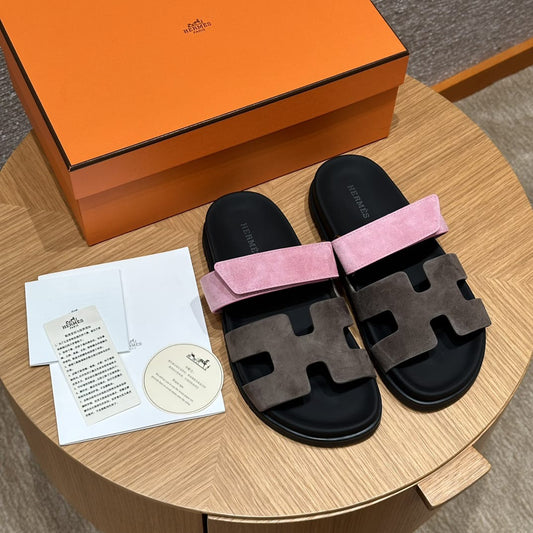 Hermès Braune &amp; Rosa Zypern Sandalen