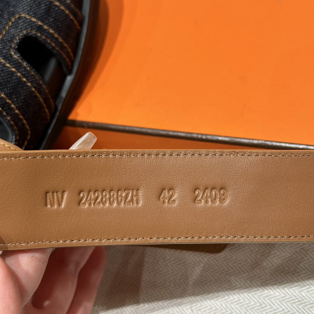 Hermès Denim &amp; Camel Cyprus Sandalen