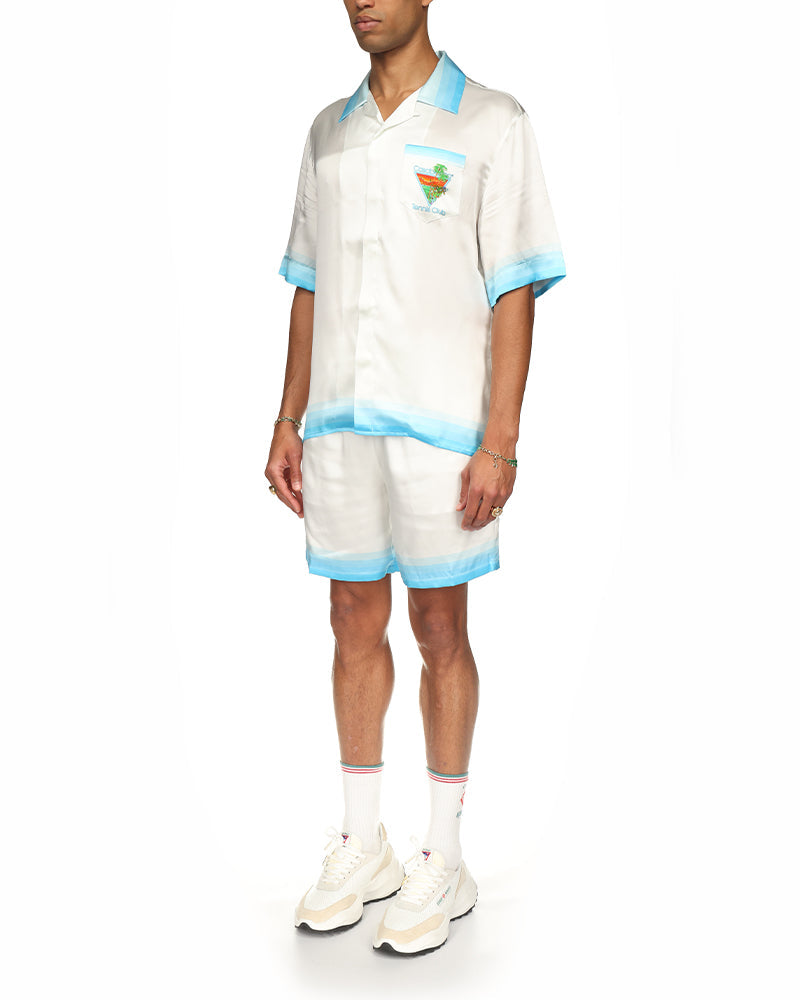 Palm Springs Icon Blue Cuban Collar Silk Shirt